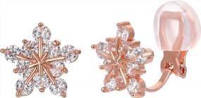 img 4 attached to Клипсы SELOVO Sparkling Snowflake Flower CZ для женщин и девочек