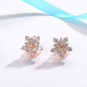 img 3 attached to SELOVO Sparkling Snowflake Flower CZ Clip-On Earrings For Women And Girls