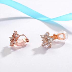 img 2 attached to SELOVO Sparkling Snowflake Flower CZ Clip-On Earrings For Women And Girls