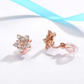 img 1 attached to SELOVO Sparkling Snowflake Flower CZ Clip-On Earrings For Women And Girls