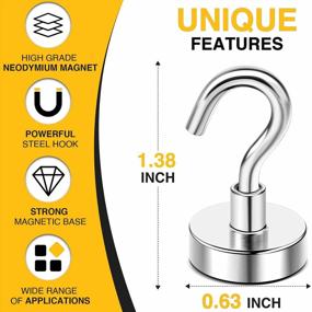 img 2 attached to DIYMAG Magnetic Hooks, 25Lbs Strong Magnet Hooks For Kitchen, Home, Cruise, Workplace, Office And Garage, Pack Of 10…