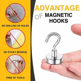 img 4 attached to Магнитные крючки DIYMAG, сильные магнитные крючки на 25 фунтов для кухни, дома, круиза, рабочего места, офиса и гаража, упаковка из 10…
