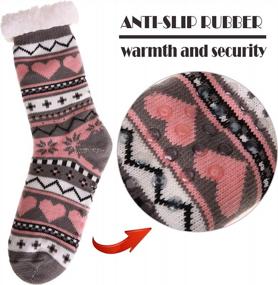 img 1 attached to Warm Winter Slippers For Women: Non-Slip Fuzzy Socks With Soft Fleece Lining, Thick Knit And Cozy Feel - Perfect For Christmas