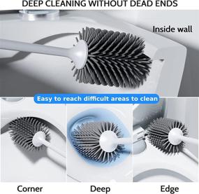 img 3 attached to Toilet Bowl Brush and Holder Set (2-Pack) with Ventilated Holder - Bathroom Accessories for Deep Cleaning - Silicone Bristles - Effective Toilet Cleaner Brush
