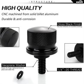 img 2 attached to Black Knurled Billet Aluminum Seat Bolt Tab Screw Mount Knob Cover Compatible with Harley Quick-Release Hardware Kit for Street Glide Road King Electra Dyna Softail 1997-2020 (Black-1)