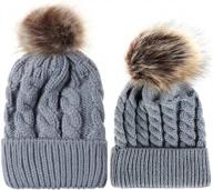 семейный комплект шапок-бини: одинаковые вязаные шапки для родителей и детей, зимнее тепло для мамы и дочери/сына логотип