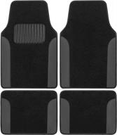 🚗 premium bdk gray carpet car floor mats with anti-slip features and heel pad - stylish two-tone faux leather mats for cars, trucks, vans, and suvs logo