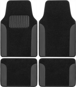 img 4 attached to 🚗 Premium BDK Gray Carpet Car Floor Mats with Anti-Slip Features and Heel Pad - Stylish Two-Tone Faux Leather Mats for Cars, Trucks, Vans, and SUVs