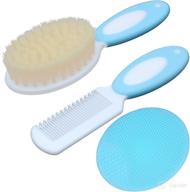 👶 soft baby hair brush & silicone cradle cap brush set - ideal for newborns & toddlers - natural goat bristles - perfect for cradle cap - blue - great baby registry gift логотип