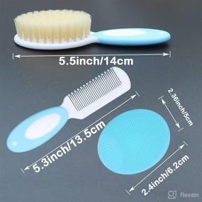 img 3 attached to 👶 Soft Baby Hair Brush & Silicone Cradle Cap Brush Set - Ideal for Newborns & Toddlers - Natural Goat Bristles - Perfect for Cradle Cap - Blue - Great Baby Registry Gift