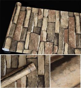 img 1 attached to 17.7In X 32Ft Peel &amp; Stick Wallpaper - самоклеящиеся, съемные обои из каменного кирпича для домашнего декора
