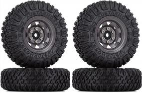 img 4 attached to Metal Wheel Rims And 1.55 Crawler Tires Set For RC Crawlers: Compatible With Axial AX90069, Tamiya CC01 LC70 D90 TF2, MST JIMNY - Grey