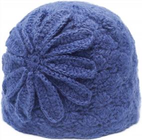 img 4 attached to Soft Crochet Skullies Beanie Hat For Women With Flower Accent - Perfect Winter Knit Headwear By ZLYC