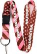 personalized chocolate pink dots lanyard with custom text - flat ring and buckle - made in usa by buttonsmith logo