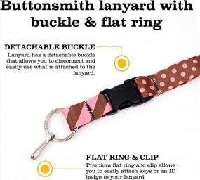img 3 attached to Personalized Chocolate Pink Dots Lanyard With Custom Text - Flat Ring And Buckle - Made In USA By Buttonsmith