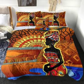 img 4 attached to Комплект постельного белья для женщин в африканском стиле с 3D-принтом - одеяло Sleepwish Afro Queen с двусторонним одеялом, наволочками и чехлом для подушки