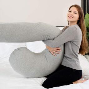 img 3 attached to Comfortable And Stylish Grey Jersey Full Body Pregnancy Pillow Cover For Expecting Mothers