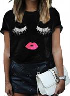 plus size off shoulder t-shirt with lips print for women in black and eye design - magicmk logo