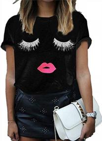 img 1 attached to Plus Size Off Shoulder T-Shirt With Lips Print For Women In Black And Eye Design - MAGICMK