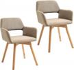 modern taupe armchairs for living room and bedroom - set of 2, with fabric surface and solid wood legs by homcom logo