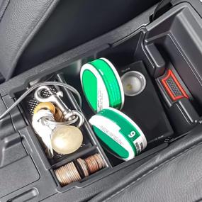 img 1 attached to Органайзер для центральной консоли из материала ABS, совместимый с Subaru Impreza 2017-2023 и Crosstrek 2018-2023, аксессуары для ящика для хранения подлокотника с черной резиновой отделкой.