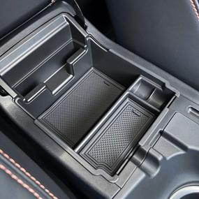 img 4 attached to Органайзер для центральной консоли из материала ABS, совместимый с Subaru Impreza 2017-2023 и Crosstrek 2018-2023, аксессуары для ящика для хранения подлокотника с черной резиновой отделкой.