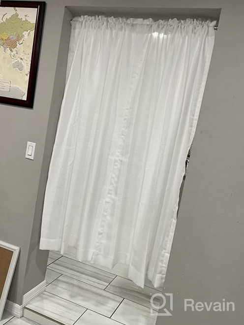 img 1 attached to Melodieux Grey Semi Sheer Curtains 84 Inches Long For Living Room - Linen Look Bedroom Rod Pocket Voile Drapes, 52 By 84 Inch (2 Panels) review by Don Olsen