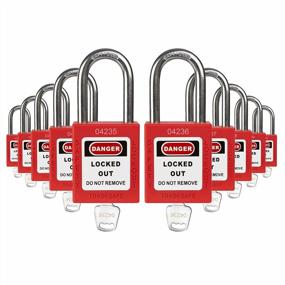 img 4 attached to Set Of 10 TRADESAFE Red Lockout Tagout Padlocks Keyed Differently, With 1 Key Per Lock For Optimal Safety And Security