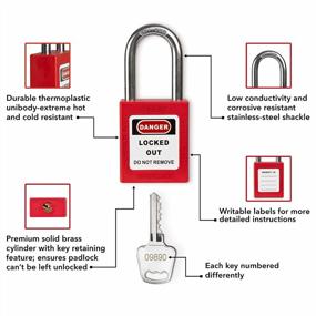 img 3 attached to Set Of 10 TRADESAFE Red Lockout Tagout Padlocks Keyed Differently, With 1 Key Per Lock For Optimal Safety And Security