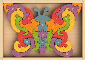 img 4 attached to BeginAgain Butterfly A To Z Puzzle - Educational Wooden Alphabet Puzzle - Kids 2 And Up