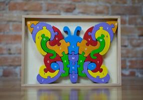 img 2 attached to BeginAgain Butterfly A To Z Puzzle - Educational Wooden Alphabet Puzzle - Kids 2 And Up