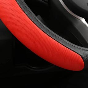 img 1 attached to Enhance your Driving Experience with Black Panther Car Steering Wheel Cover - Red, 15 inch Universal Anti-Slip Design