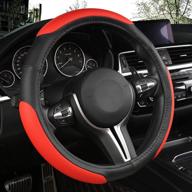 enhance your driving experience with black panther car steering wheel cover - red, 15 inch universal anti-slip design logo