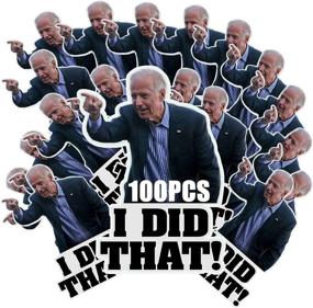 img 4 attached to 🤣 Pack of 100 Funny 'I Did That Biden' Stickers - Pointed to Your Left | Reflective Waterproof Decals for Car Bumpers, Gas Pumps, Motorcycle Helmets, Laptops, and Windows | Biden Humor Stickers