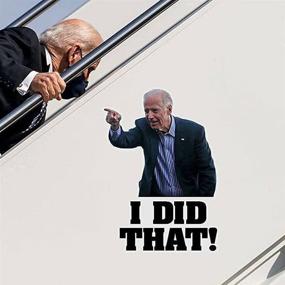 img 2 attached to 🤣 Pack of 100 Funny 'I Did That Biden' Stickers - Pointed to Your Left | Reflective Waterproof Decals for Car Bumpers, Gas Pumps, Motorcycle Helmets, Laptops, and Windows | Biden Humor Stickers