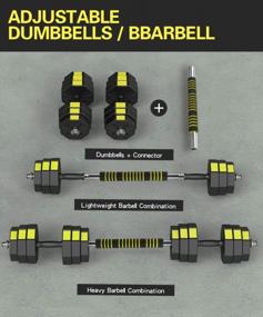 img 3 attached to PANMAX Adjustable Dumbbells Barbell Set Of 2, UP To 44/66 Lbs Free Weight Set With Connector, 3 In 1 Dumbbell Barbells Set For Home Gym Fitness Exercises For Men/Women