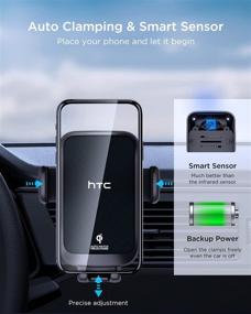 img 1 attached to HTC Auto-Clamping Car Phone Mount Wireless Charger: 15W Fast Charging Air Vent Holder for iPhone, Samsung, LG, and More