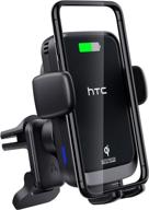 htc auto-clamping car phone mount wireless charger: 15w fast charging air vent holder for iphone, samsung, lg, and more logo