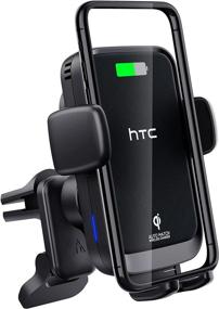 img 4 attached to HTC Auto-Clamping Car Phone Mount Wireless Charger: 15W Fast Charging Air Vent Holder for iPhone, Samsung, LG, and More