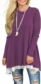 img 2 attached to Chic Lace Long Sleeve Women'S Tunic Blouse - Scoop Neck & A-Line Design By WEKILI