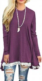 img 3 attached to Chic Lace Long Sleeve Women'S Tunic Blouse - Scoop Neck & A-Line Design By WEKILI