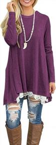 img 1 attached to Шикарная кружевная женская блуза-туника с длинными рукавами — круглый вырез и трапециевидный дизайн от WEKILI