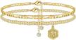 double layered 14k gold plated anklets with personalized initials - trendy women's and teen's jewelry logo