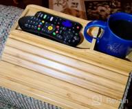 img 1 attached to Natural Bamboo Sofa Cup Holder Armrest Tray - GEHE Couch Cup Holder For Safe And Convenient Drink Placement, Portable Couch Arm Tray Table For Snacks, Cellphone, And Remote Control review by Ryan Hill