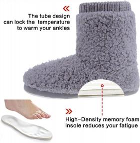 img 1 attached to Women'S Fleece Bootie Slippers Plush Lining Slip-On House Shoes Anti-Slip Sole Indoor/Outdoor Comfort Warm Fuzzy Ankle