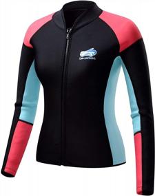 img 4 attached to Women'S 1.5Mm Neoprene Wetsuits Jacket Long Sleeve Top By Lemorecn.