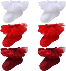 img 3 attached to Newborn Baby Girls Lace Tutu Socks - Toddler Eyelet Turn Cuff Ruffle Ankle Dress Socks For Infants