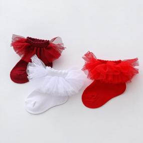 img 2 attached to Newborn Baby Girls Lace Tutu Socks - Toddler Eyelet Turn Cuff Ruffle Ankle Dress Socks For Infants