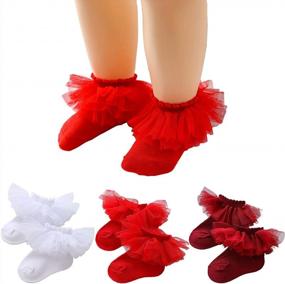 img 4 attached to Newborn Baby Girls Lace Tutu Socks - Toddler Eyelet Turn Cuff Ruffle Ankle Dress Socks For Infants