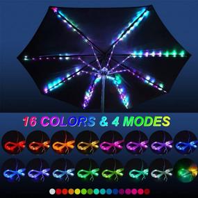 img 4 attached to 104 LED Patio Umbrella String Lights, 16 Colors 4 Modes USB Battery Operated Remote Control Waterproof Outdoor Pole Lights For Camping Tents